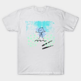 Abstract body people hand drawing line icon T-Shirt